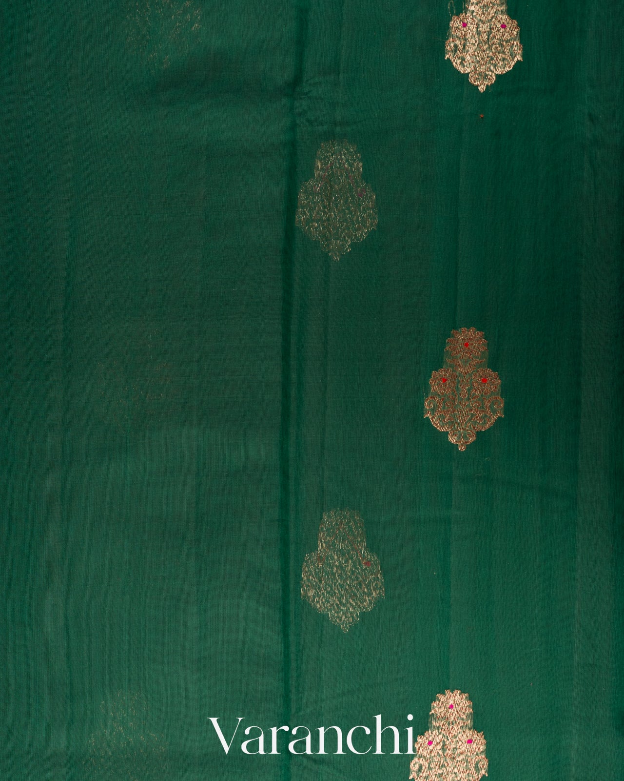 Bottle Green Pure Chanderi Silk Cotton Handloom Saree