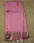 Lilac Pink Pure Chanderi Silk Cotton Handloom Saree