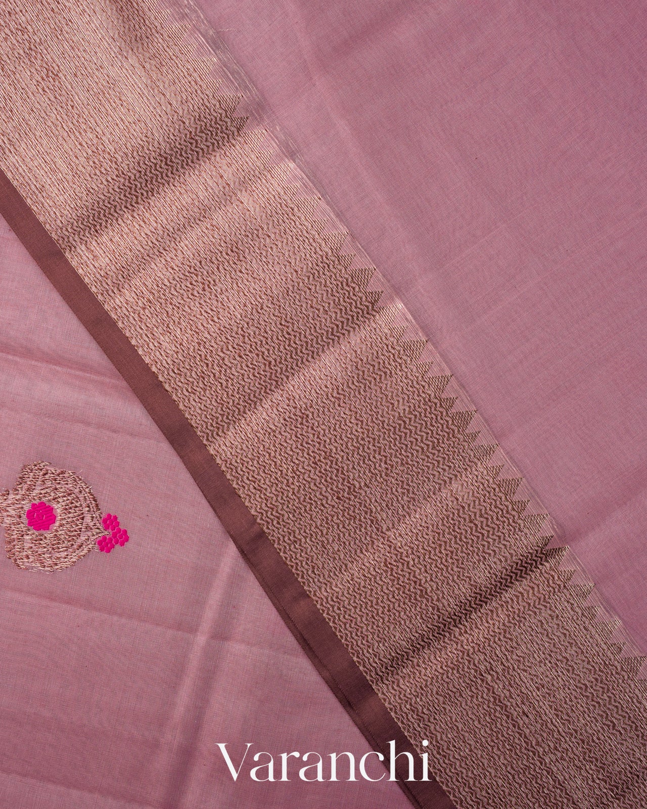 Lilac Pink Pure Chanderi Silk Cotton Handloom Saree