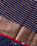 Navy Blue Pure Chanderi Silk Cotton Handloom Saree