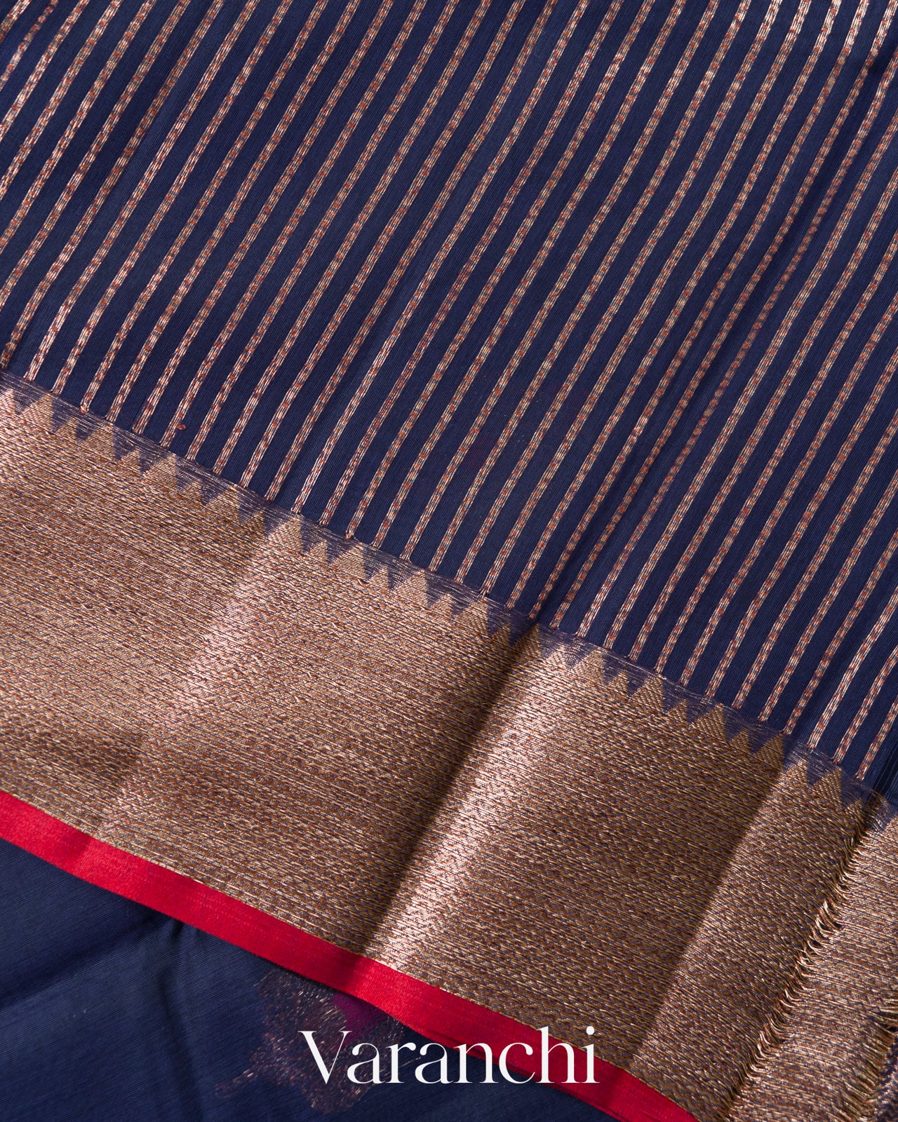 Navy Blue Pure Chanderi Silk Cotton Handloom Saree