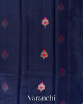Navy Blue Pure Chanderi Silk Cotton Handloom Saree