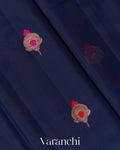 Navy Blue Pure Chanderi Silk Cotton Handloom Saree