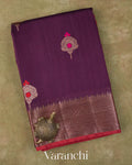 Deep Plum Butta Pure Chanderi Silk Cotton Handloom Saree