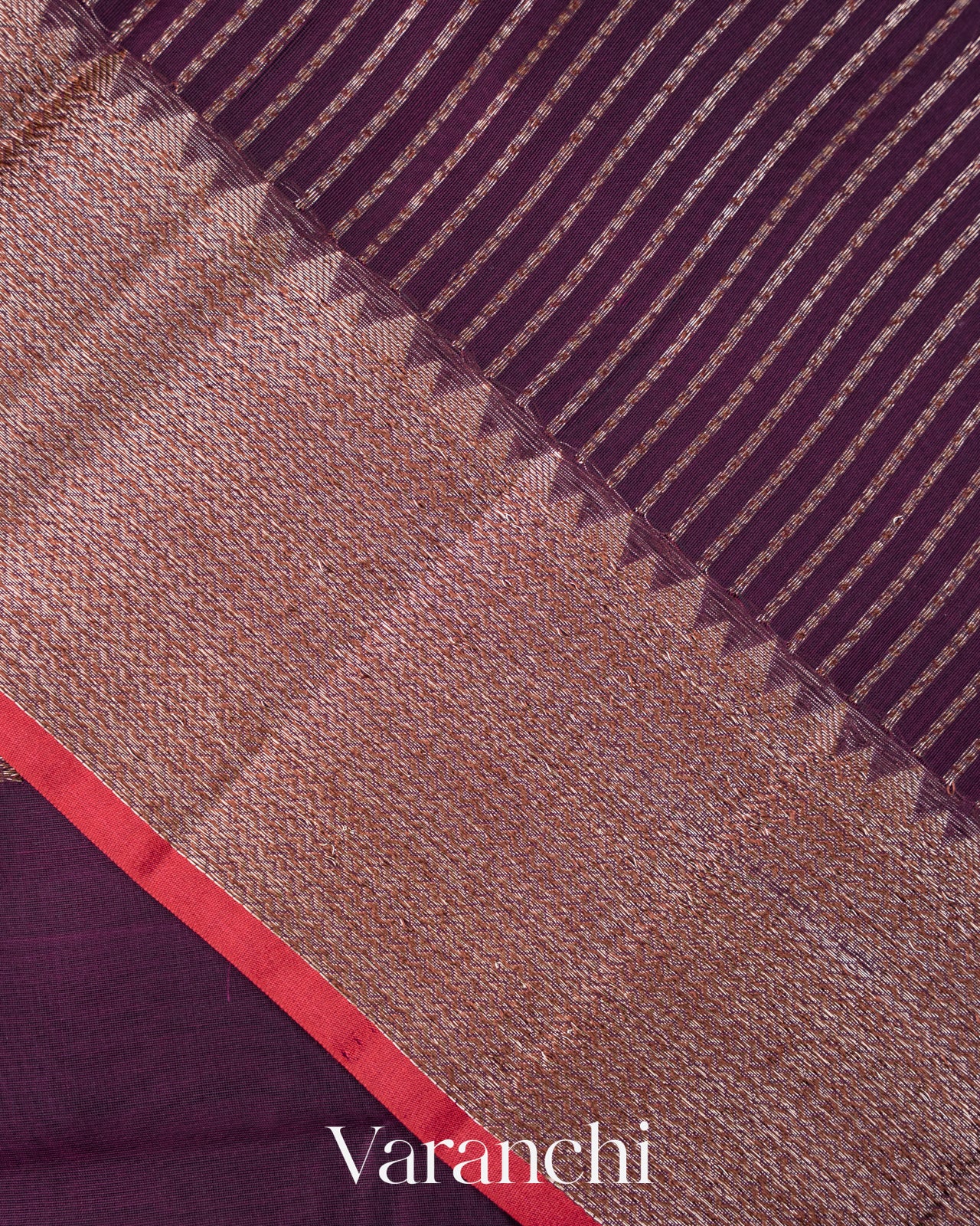 Deep Plum Butta Pure Chanderi Silk Cotton Handloom Saree