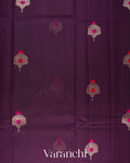 Deep Plum Butta Pure Chanderi Silk Cotton Handloom Saree