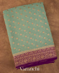 Teal Green Pure Khadi Georgette Silk Handloom Saree