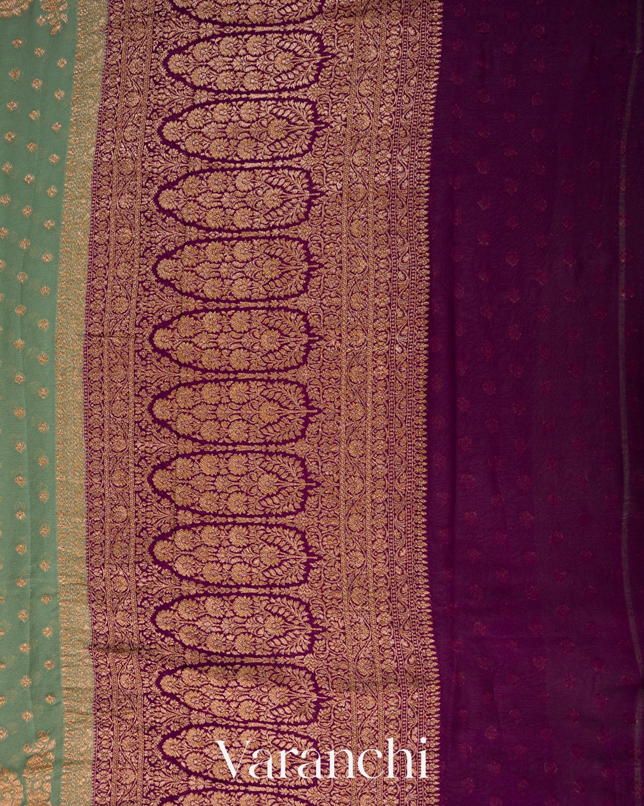 Teal Green Pure Khadi Georgette Silk Handloom Saree