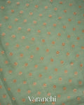 Teal Green Pure Khadi Georgette Silk Handloom Saree