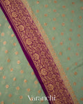 Teal Green Pure Khadi Georgette Silk Handloom Saree