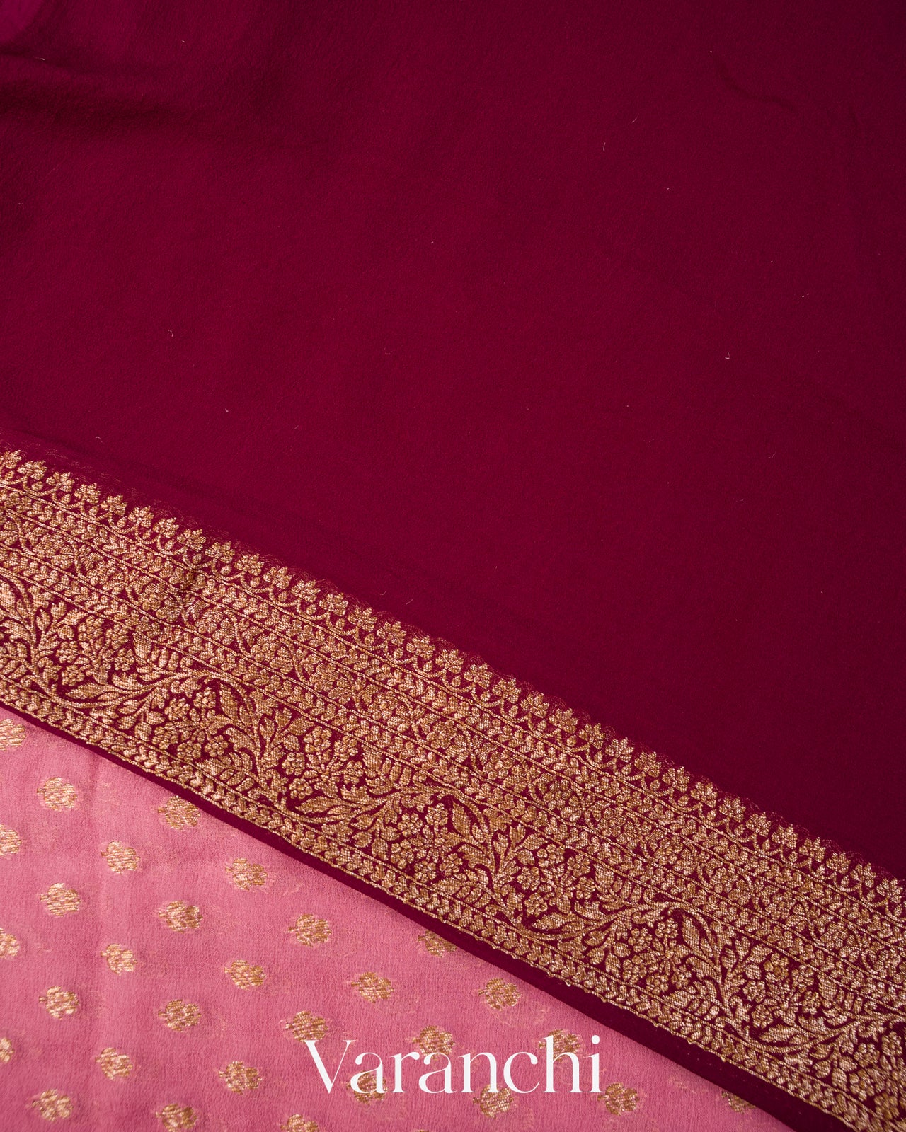 Onion Pink Pure Khaddi Georgette Silk Handloom Saree