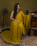 Olive Green Pure Khaddi Georgette Silk Saree