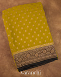 Olive Green Pure Khaddi Georgette Silk Saree