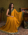 Mustard Yellow Pure Khaddi Georgette Silk Handloom Saree