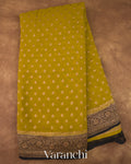 Olive Green Pure Khaddi Georgette Silk Saree