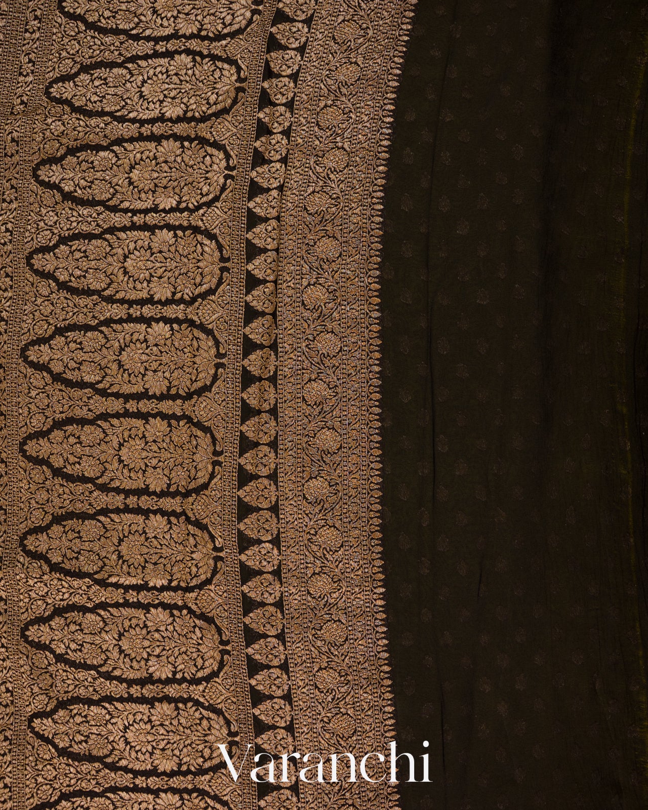Olive Green Pure Khaddi Georgette Silk Saree