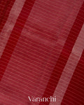 Deep Red Checkered Pure Kora Silk Saree