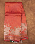 Burnt Orange Floral Digital Printed Pure Silk Cotton Tissue Handloom Saree