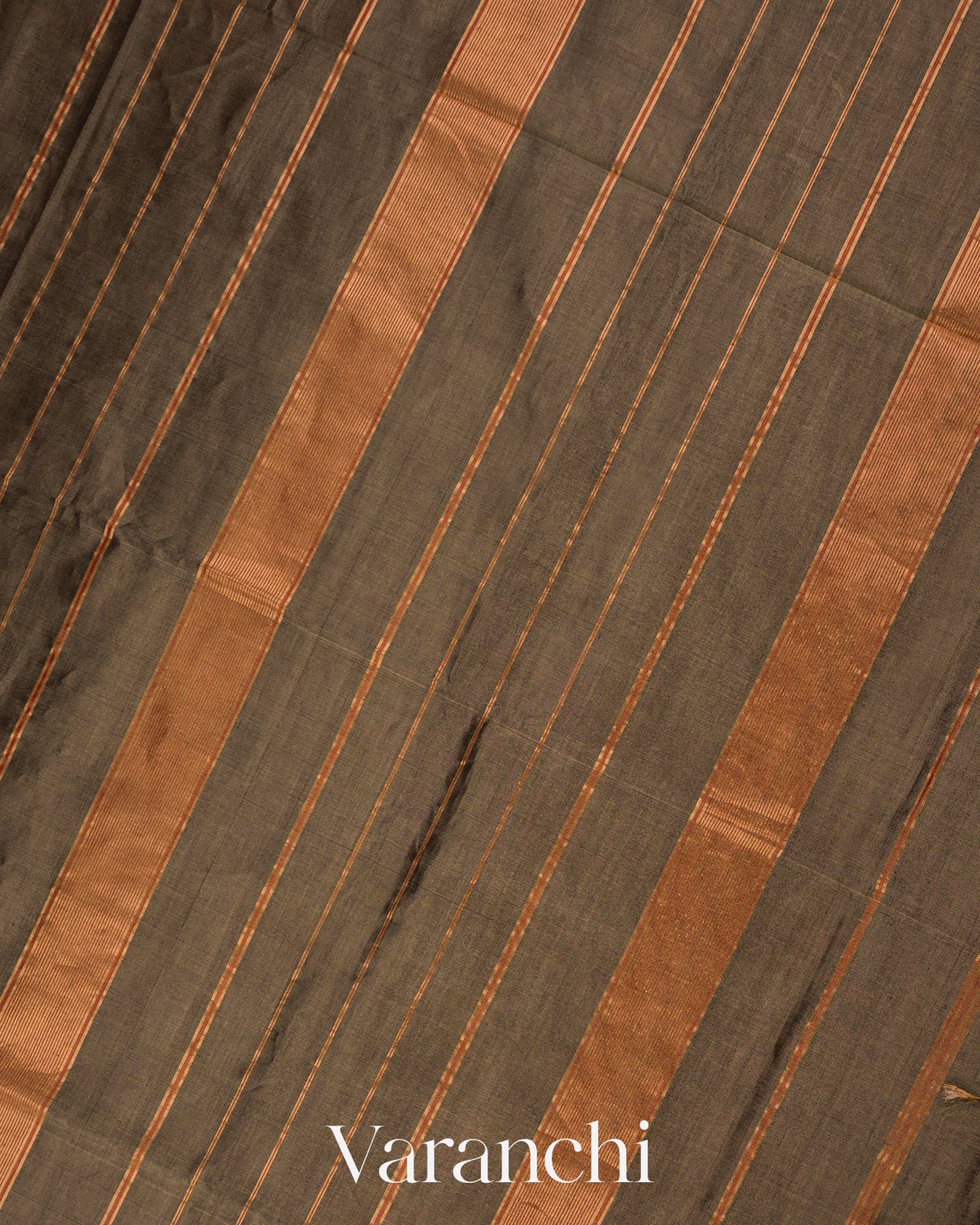 Olive Brown Pure Maheshwari Silk Cotton Handloom Saree