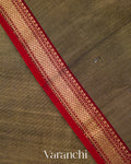 Olive Brown Pure Maheshwari Silk Cotton Handloom Saree