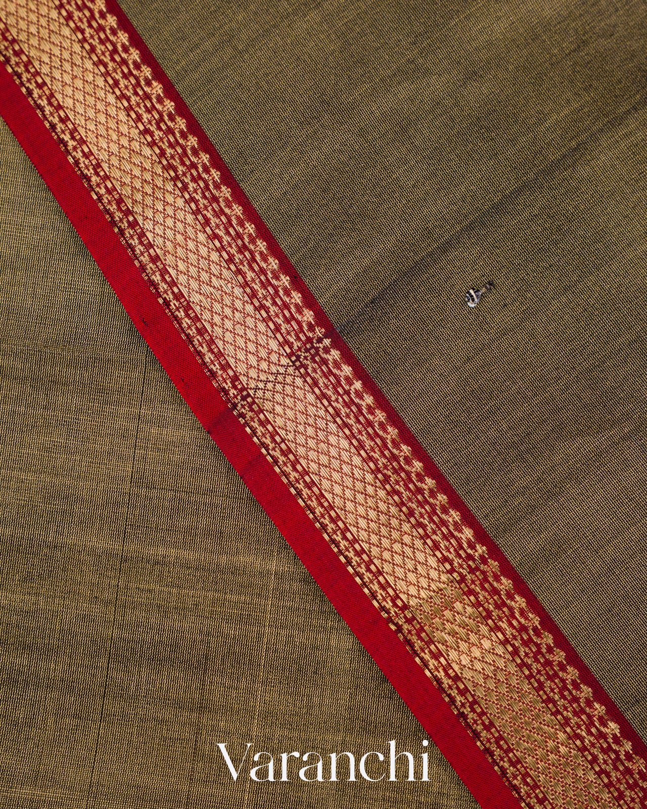 Olive Brown Pure Maheshwari Silk Cotton Handloom Saree