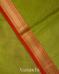Parrot Green Pure Maheshwari Silk Cotton Handloom Saree