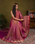 Mauve Pure Maheshwari Silk Cotton Handloom Saree