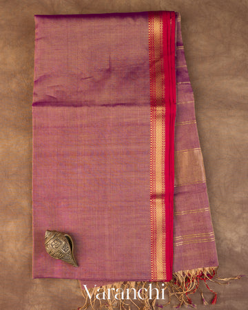 Mauve Pure Maheshwari Silk Cotton Handloom Saree