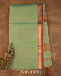 Sage Green Border Pure Maheshwari Silk Cotton Handloom Saree