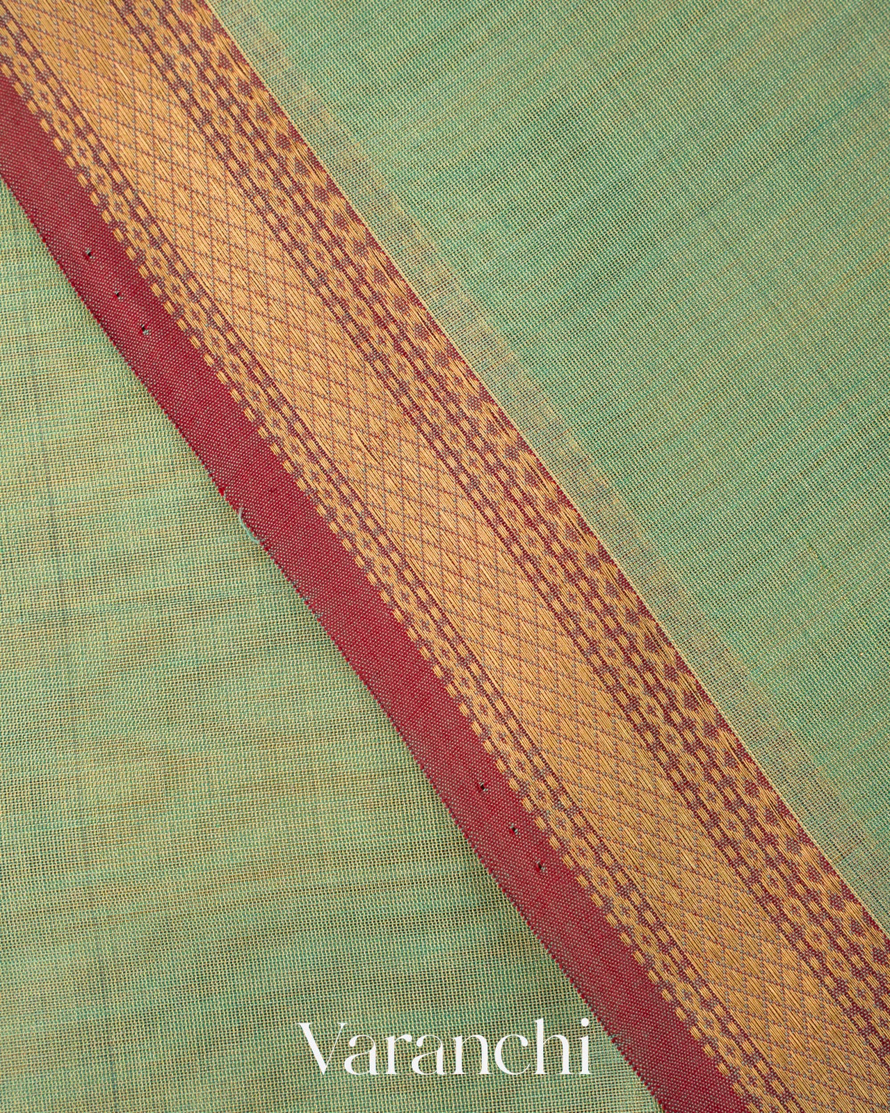 Sage Green Border Pure Maheshwari Silk Cotton Handloom Saree
