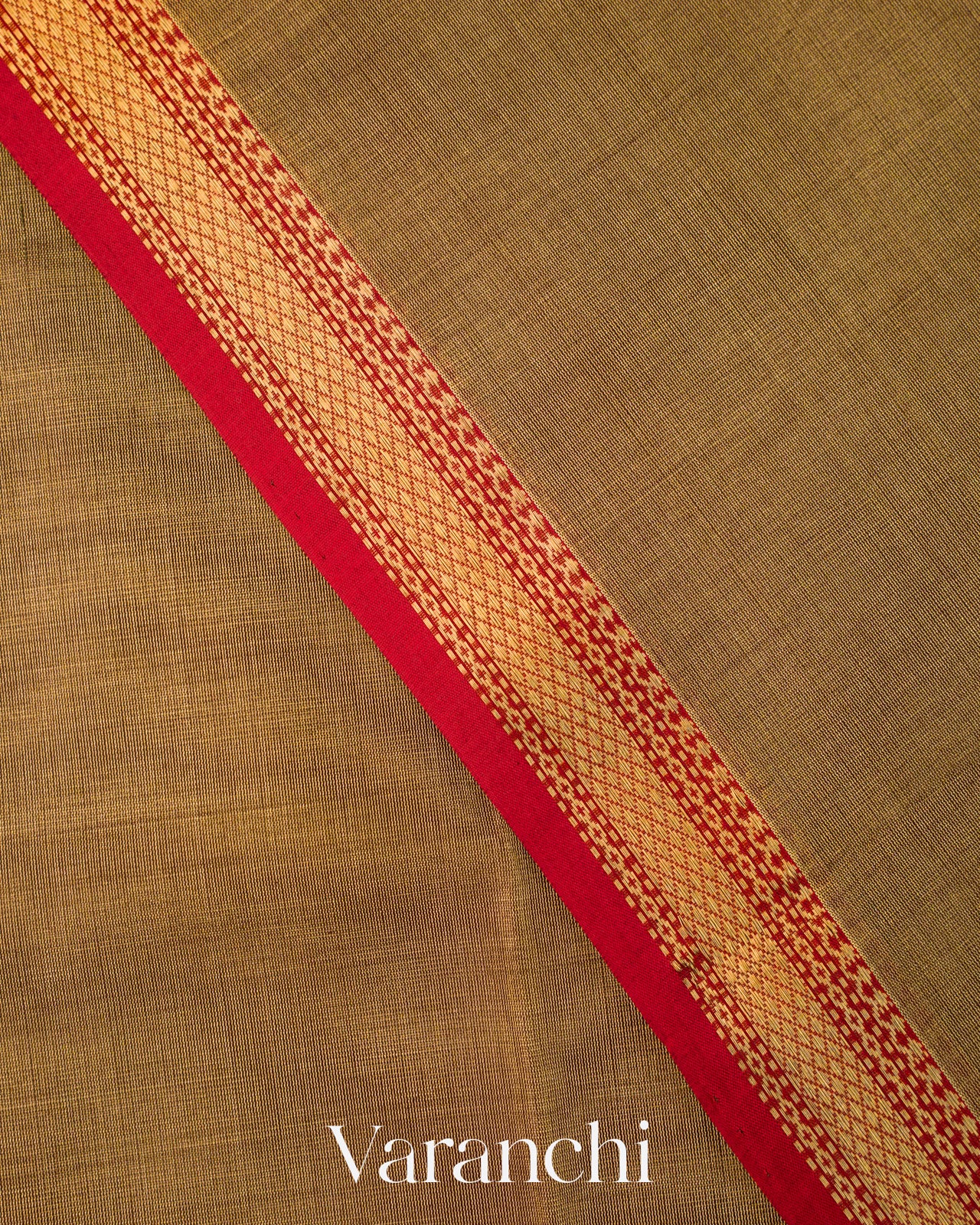 Olive Brown Pure Maheshwari Silk Cotton Handloom Saree