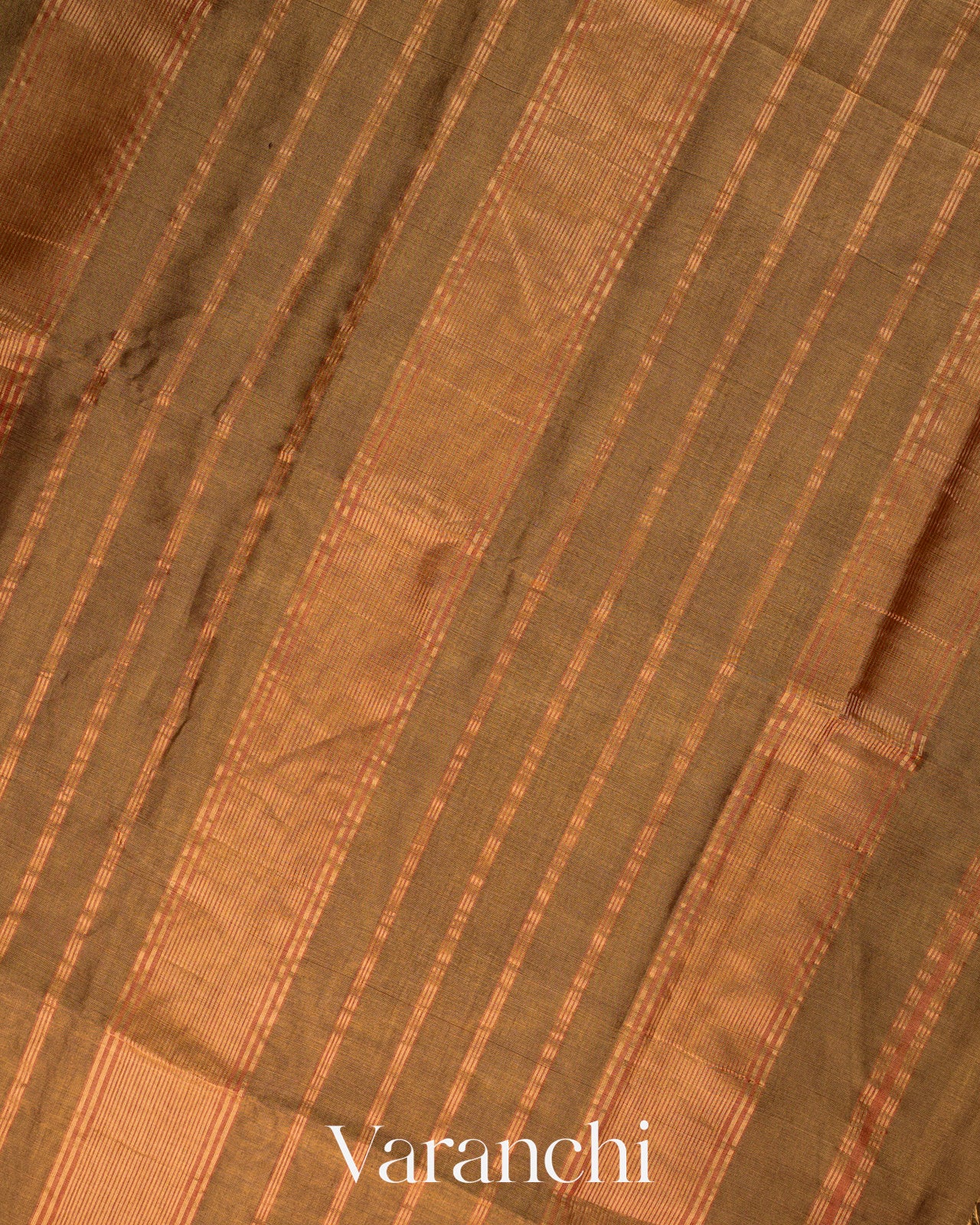 Olive Brown Pure Maheshwari Silk Cotton Handloom Saree