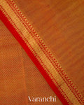 Rust Orange Pure Maheshwari Silk Cotton Handloom Saree