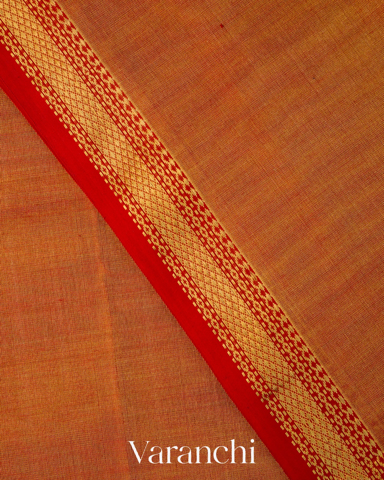 Rust Orange Pure Maheshwari Silk Cotton Handloom Saree