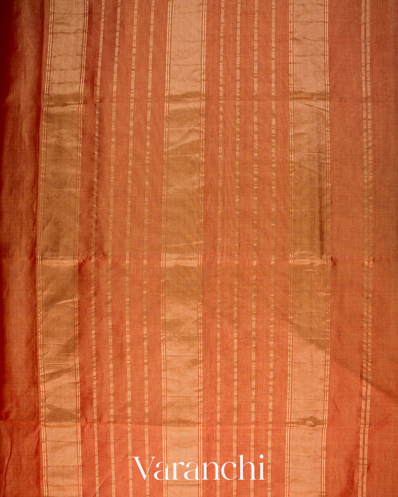 Rust Orange Pure Maheshwari Silk Cotton Handloom Saree
