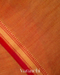Rust Orange Pure Maheshwari Silk Cotton Handloom Saree