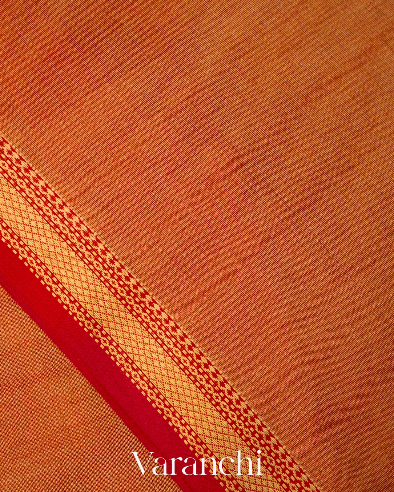 Rust Orange Pure Maheshwari Silk Cotton Handloom Saree