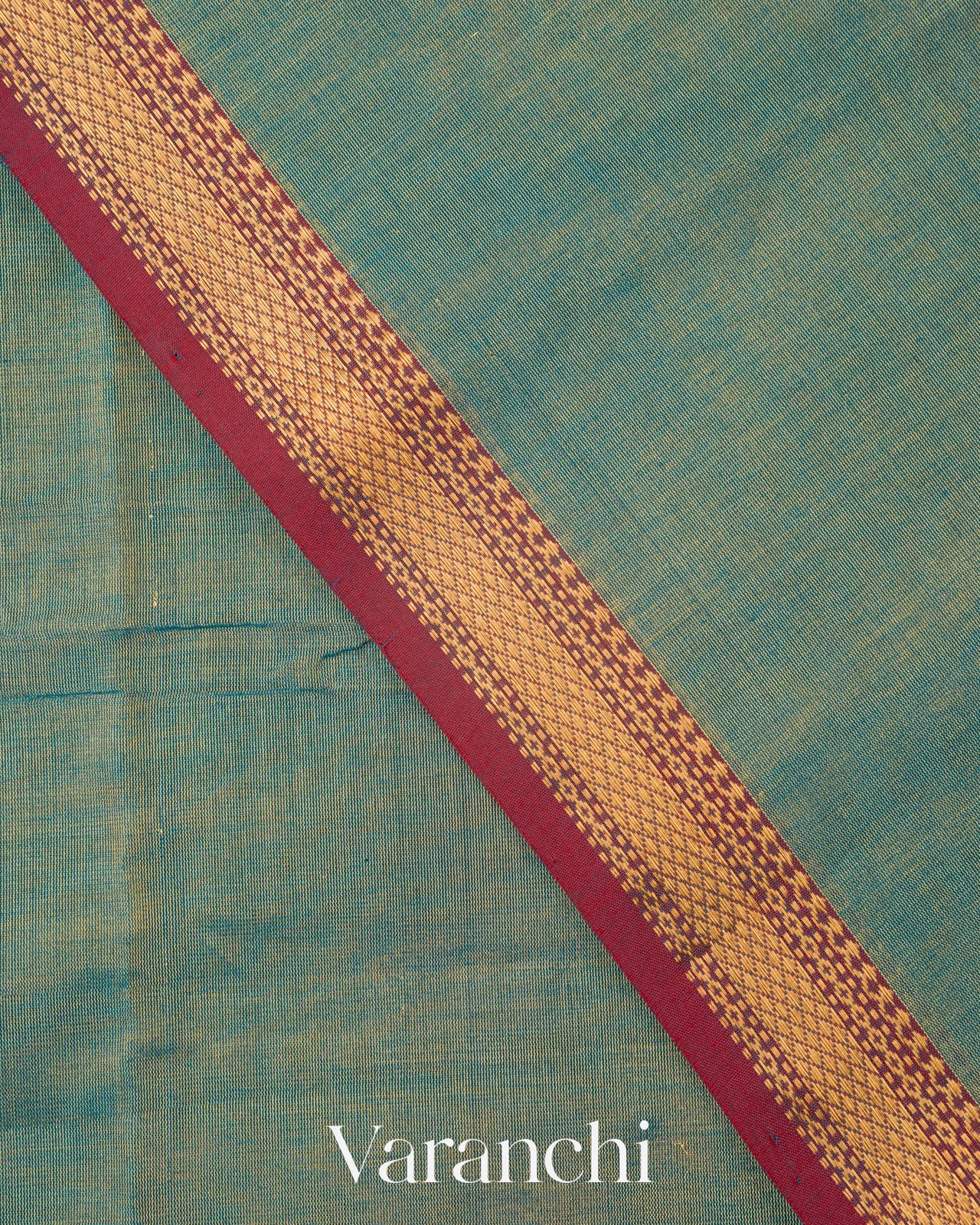 Turquoise Blue Pure Maheshwari Silk Cotton Handloom Saree