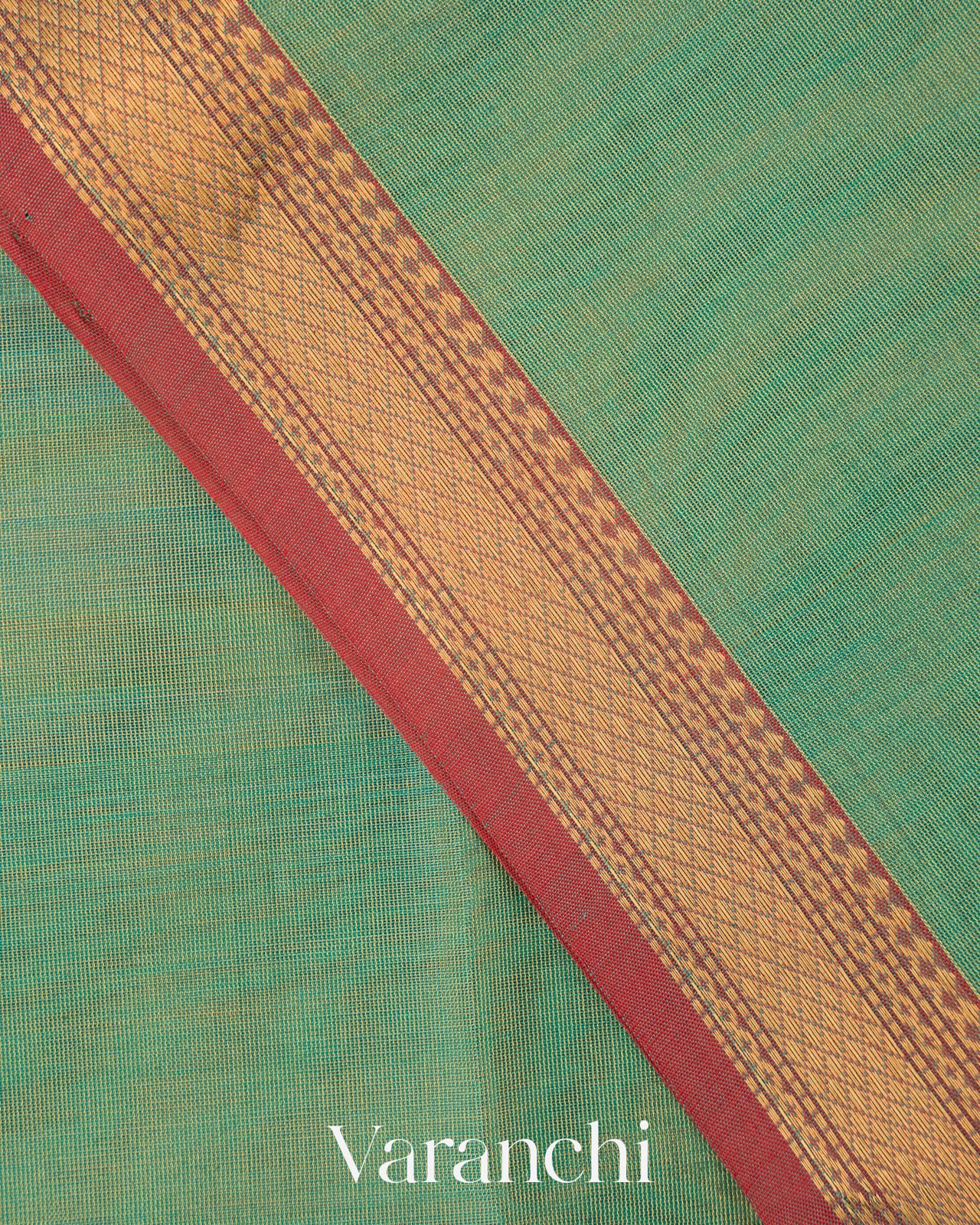 Sea Green Pure Maheshwari Silk Cotton Handloom Saree