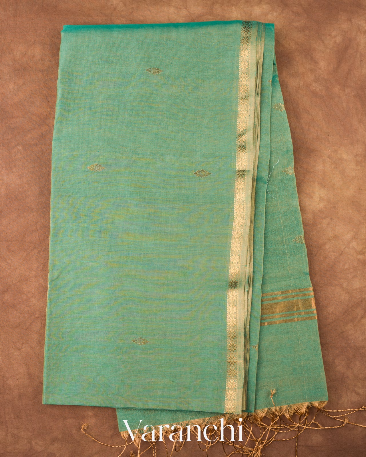 Sea Green Pure Maheshwari Silk Cotton Handloom Saree