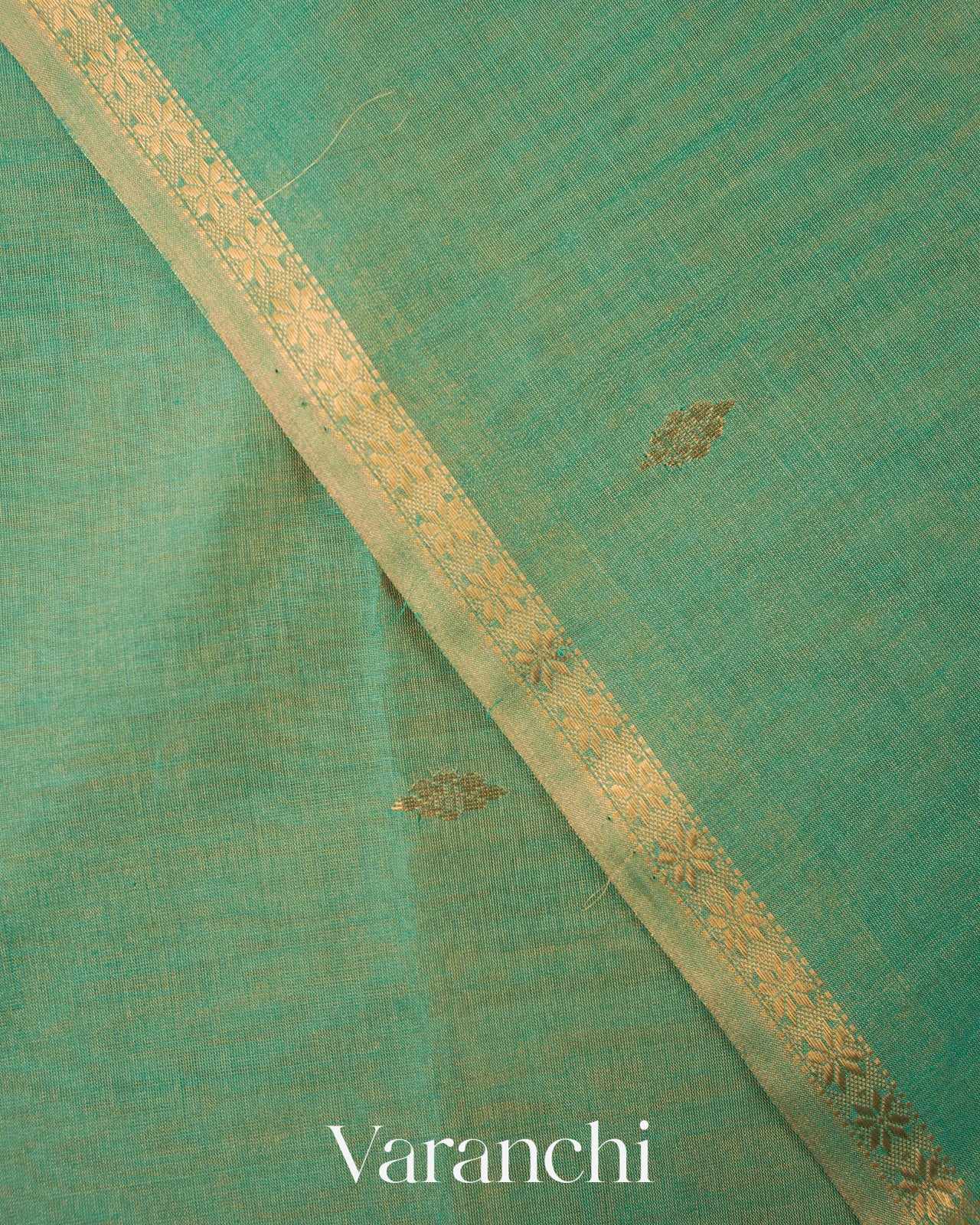 Sea Green Pure Maheshwari Silk Cotton Handloom Saree