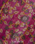 Mauve Striped Pure Tussar Silk Saree