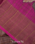 Mauve Striped Pure Tussar Silk Saree