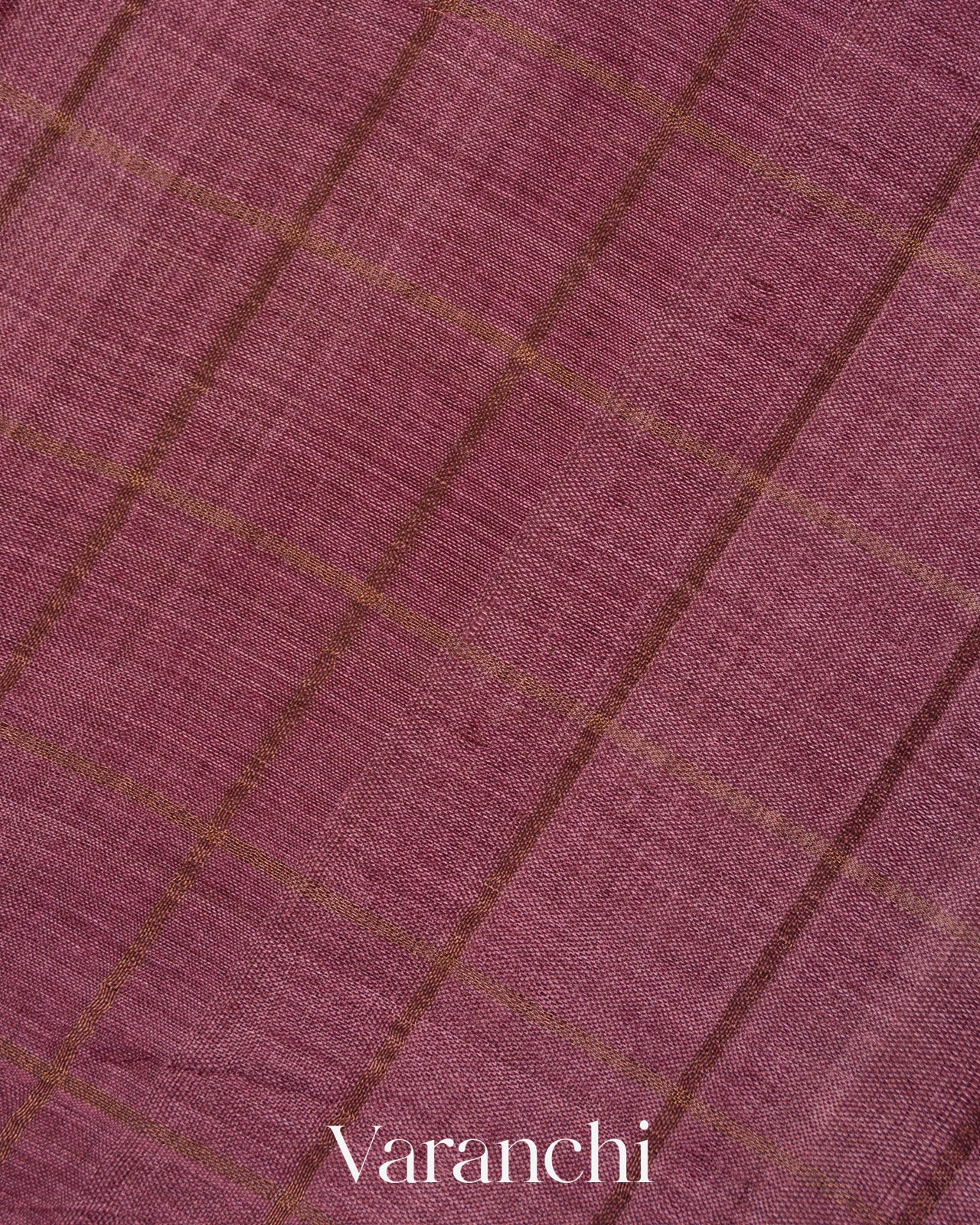 Onion Pink Checkered Pure Tussar Silk Handloom Saree