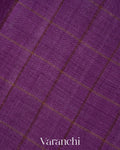 Purple Checked Pure Tussar Silk Handloom Saree