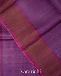 Purple Checked Pure Tussar Silk Handloom Saree