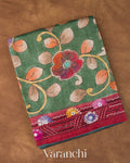 Muted Green Kalamkari Print Pure Tussar Handloom Saree