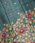 Muted Green Kalamkari Print Pure Tussar Handloom Saree