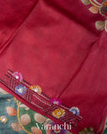 Muted Green Kalamkari Print Pure Tussar Handloom Saree