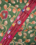 Muted Green Kalamkari Print Pure Tussar Handloom Saree